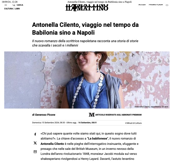 Generoso Picone recensisce La Babilonese di Antonella Cilento